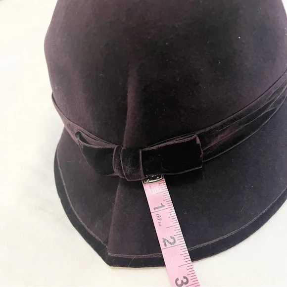 VINTAGE Louise Green Dark Purple Velour Hat with Bow VINTAGE Louise Green Dark Purple Velour Hat with Bow main image 2